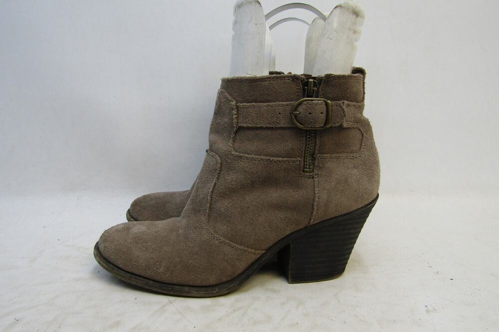 Lucky Brand Womens Size 7.5 M Brown Suede Ankle Buckle Zip Fashion Boots Bootie